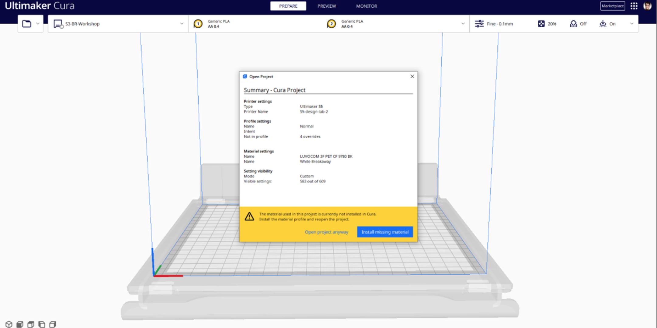 Ultimaker Cura 5.1 3MF material profiles